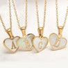 Sea Blue Mall Gold Plated Personalized Letter Heart-shaped Necklace with a White Shell  SeaBlueMall.com