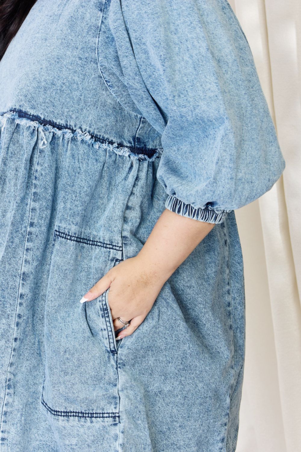 Relaxed Fit Oversized Denim Babydoll Dress