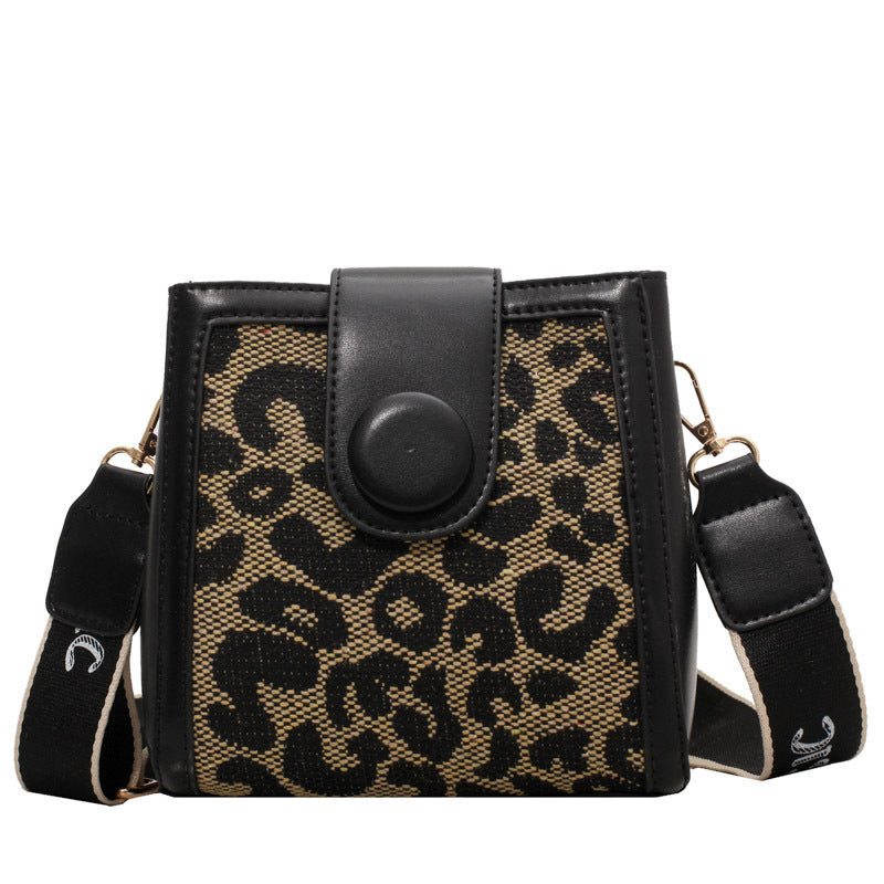 Checkerboard Leopard Print Trendy Leather Crossbody Bag