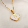 Sea Blue Mall Gold Plated Personalized Letter Heart-shaped Necklace with a White Shell  SeaBlueMall.com