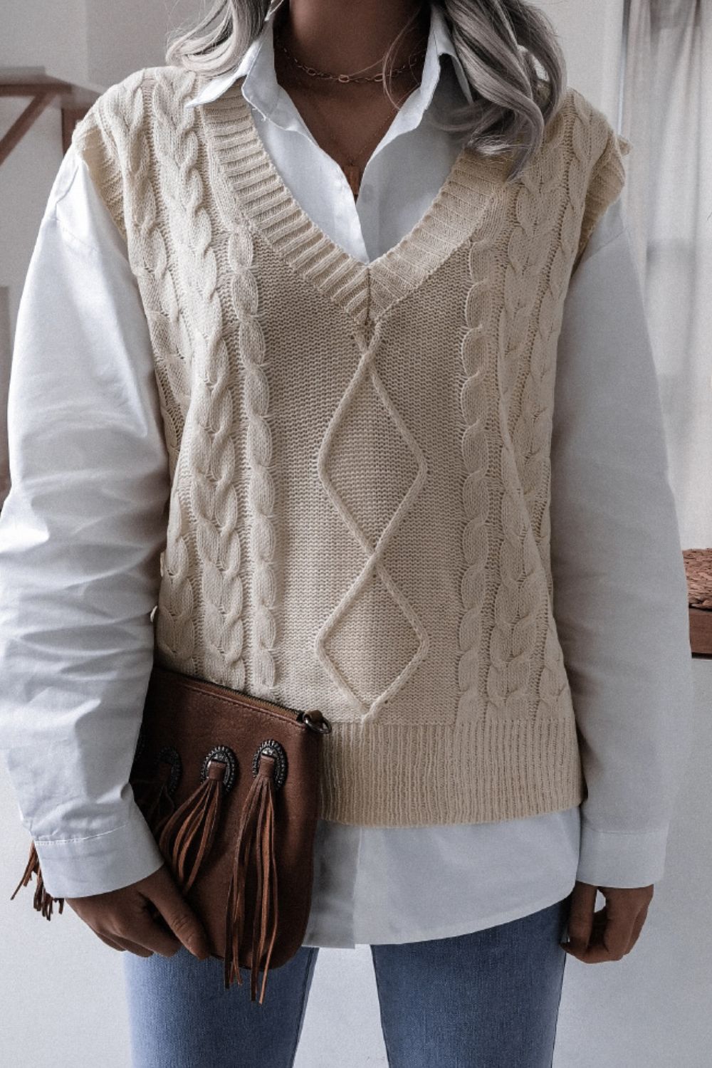 One Wish Cable Knit Sweater Vest