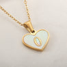 Sea Blue Mall Gold Plated Personalized Letter Heart-shaped Necklace with a White Shell  SeaBlueMall.com