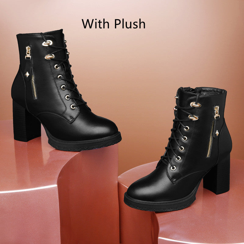 British Leather Style  Autumn Winter Boots