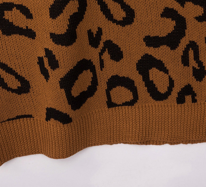 So Cozy Turtleneck Leopard Print Sweater Dress