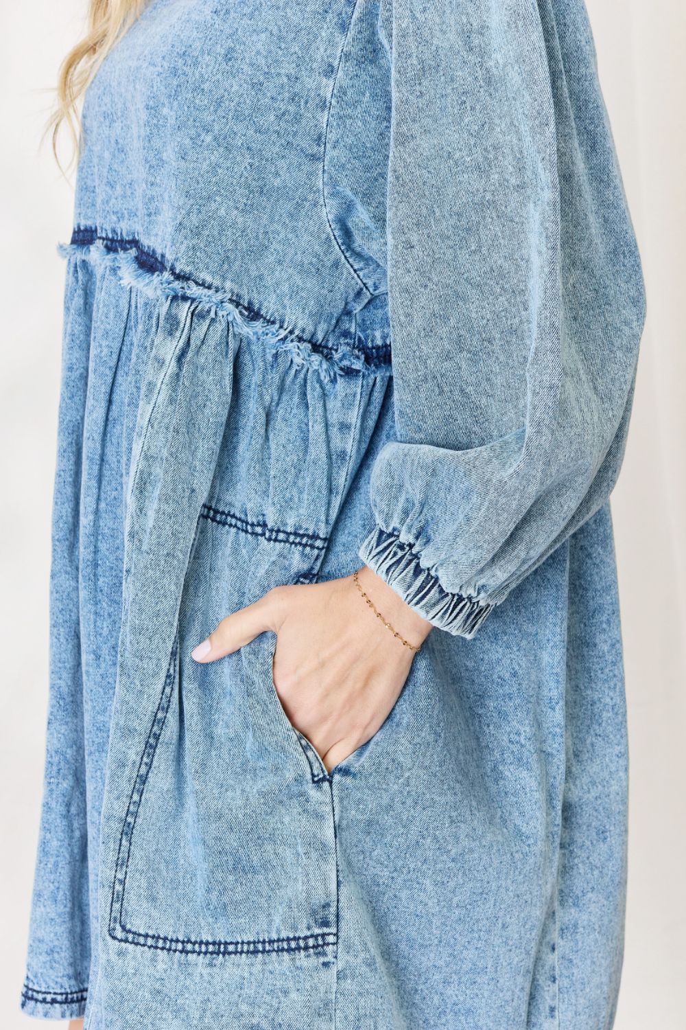 Relaxed Fit Oversized Denim Babydoll Dress