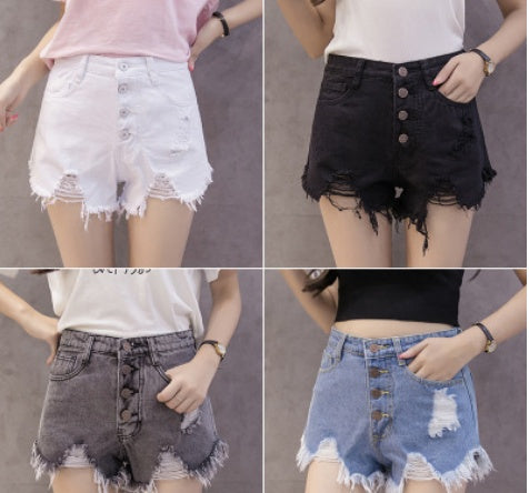 Rough Style Buttoned High Waist Denim Shorts