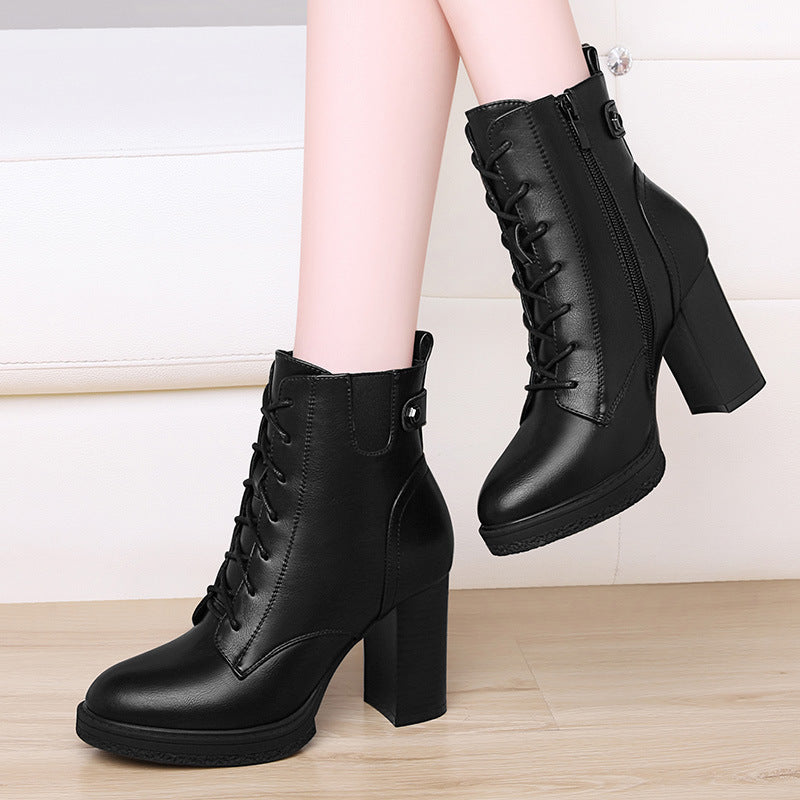 British Leather Style  Autumn Winter Boots