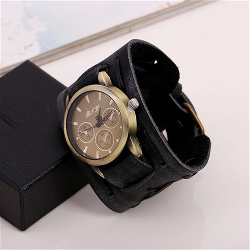 Retro Wide Cowhide Hippie Punk Watch