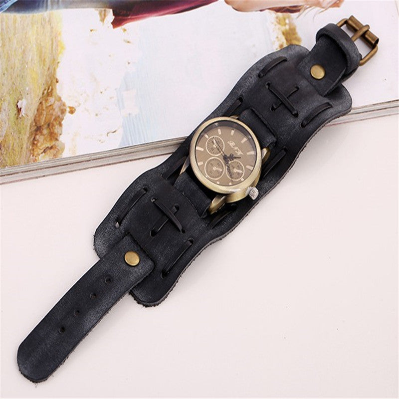 Retro Wide Cowhide Hippie Punk Watch