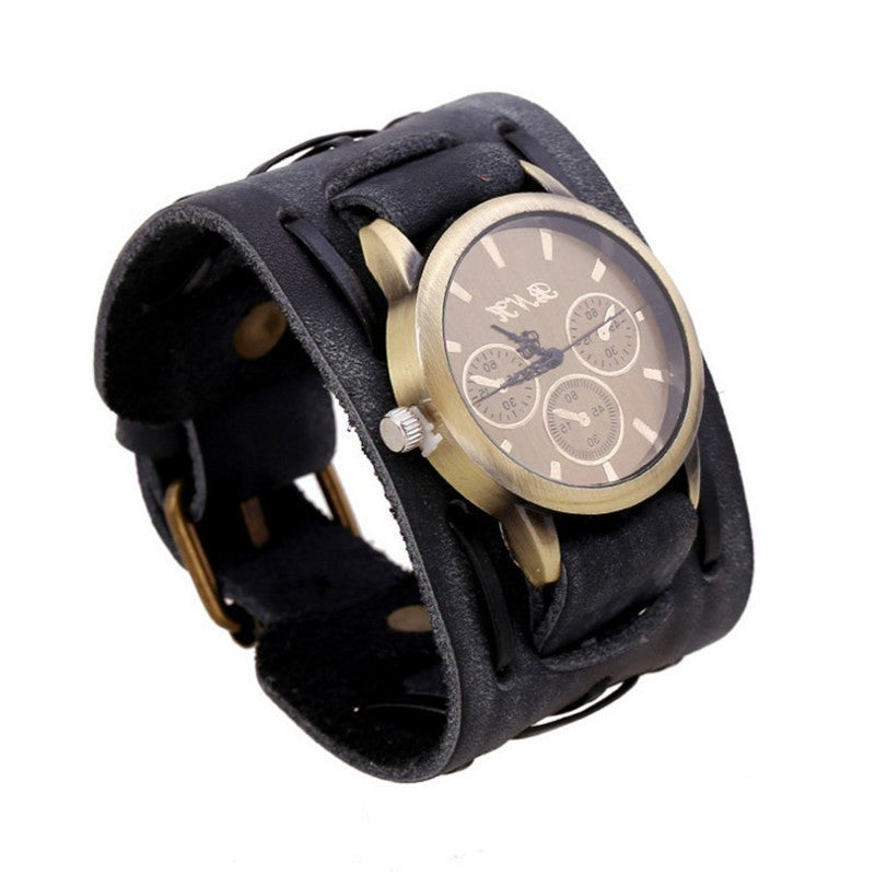 Retro Wide Cowhide Hippie Punk Watch