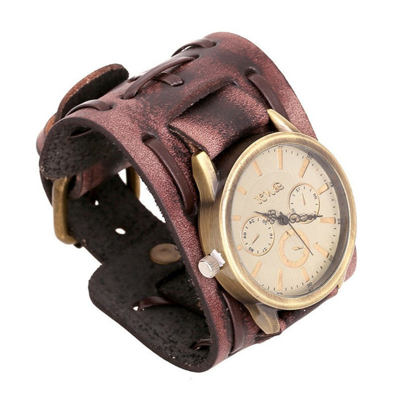 Retro Wide Cowhide Hippie Punk Watch