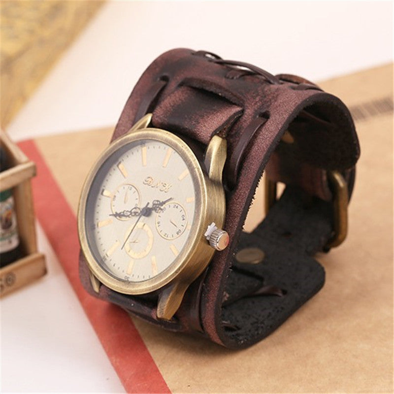 Retro Wide Cowhide Hippie Punk Watch