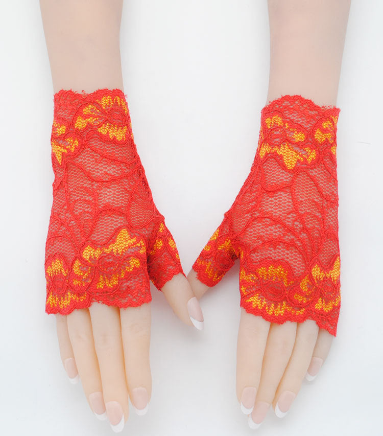 Thin Mesh Stretchy Lace Embroidery Gloves