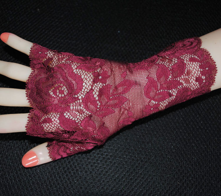 Thin Mesh Stretchy Lace Embroidery Gloves