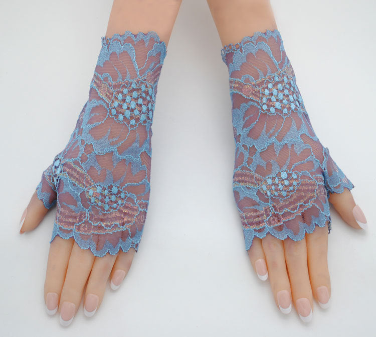 Thin Mesh Stretchy Lace Embroidery Gloves