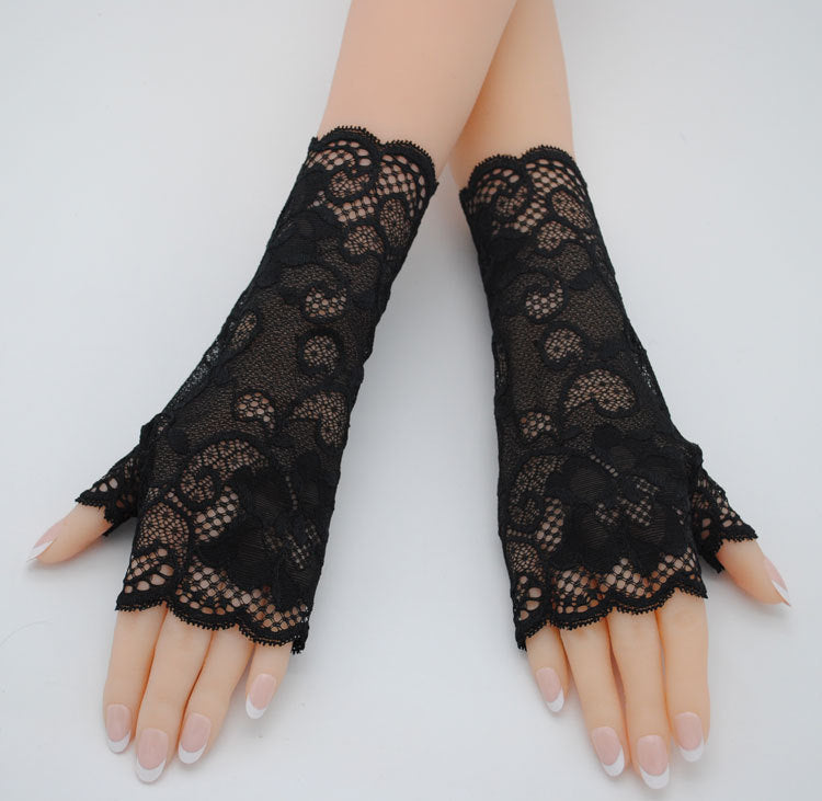 Thin Mesh Stretchy Lace Embroidery Gloves