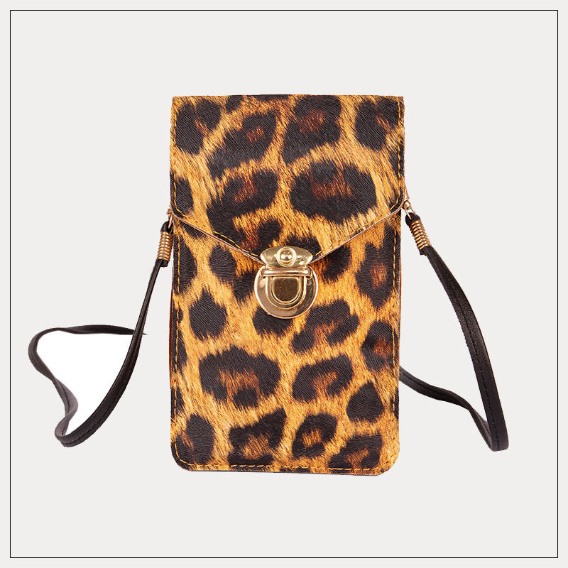 Retro  Eco Leather Leopard Print Touch Screen Cross Body Bags