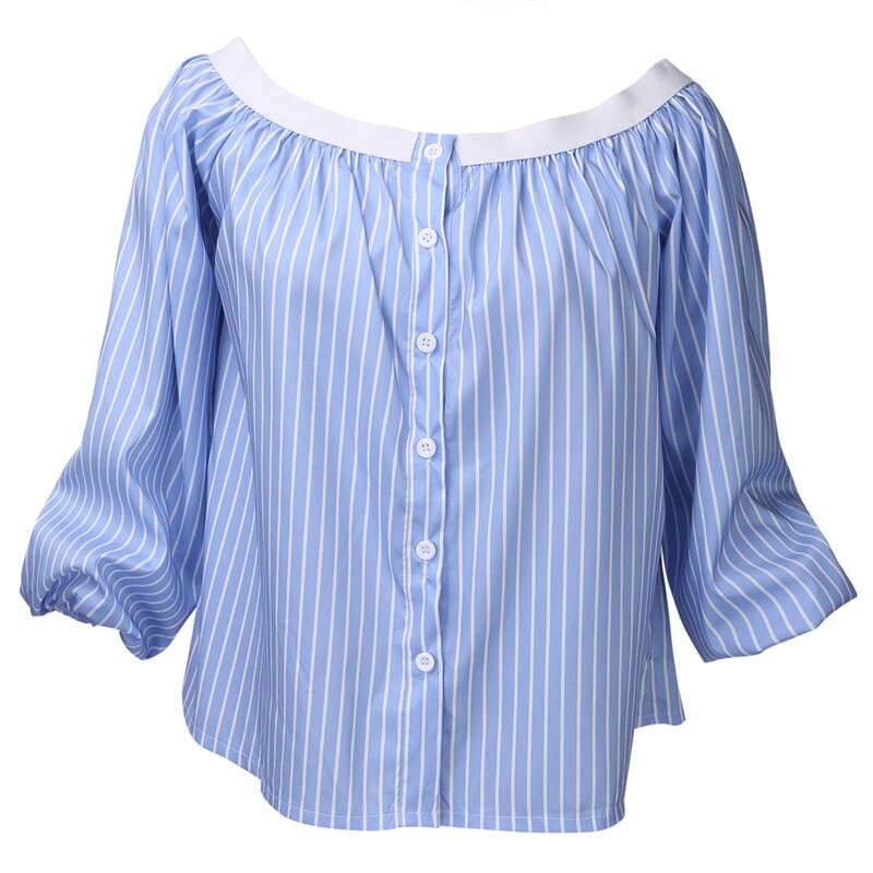 Classic Striped Strapless One-Shoulder Shirt