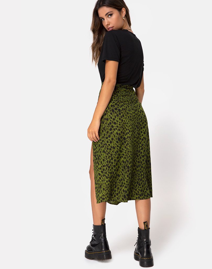 Expert Touch Animal Print Slit Hem Skirt