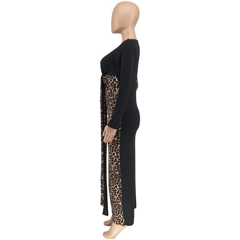 Date Night Plunging Neck Leopard Print Dress