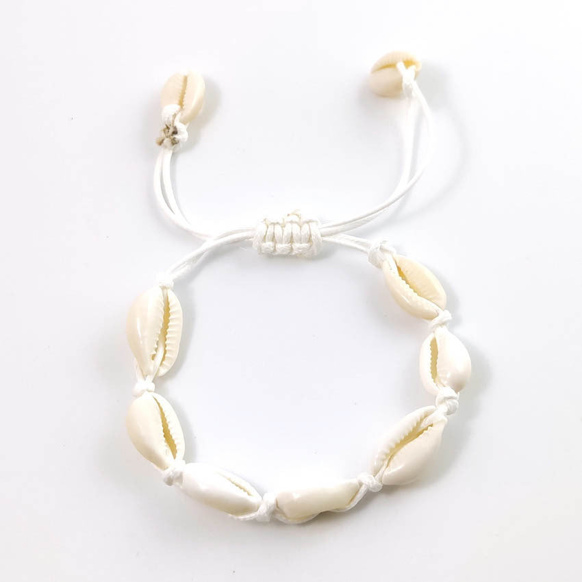 Beach Vibes Hawaiian Style Natural Seashell Hand-woven Bracelet/Anklet - Adjustable.