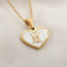 Sea Blue Mall Gold Plated Personalized Letter Heart-shaped Necklace with a White Shell  SeaBlueMall.com