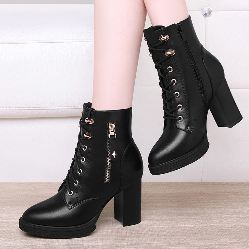 British Leather Style  Autumn Winter Boots