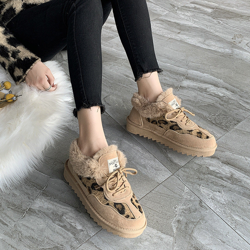 Platform Boots  Style Leopard Suede Print Sneakers