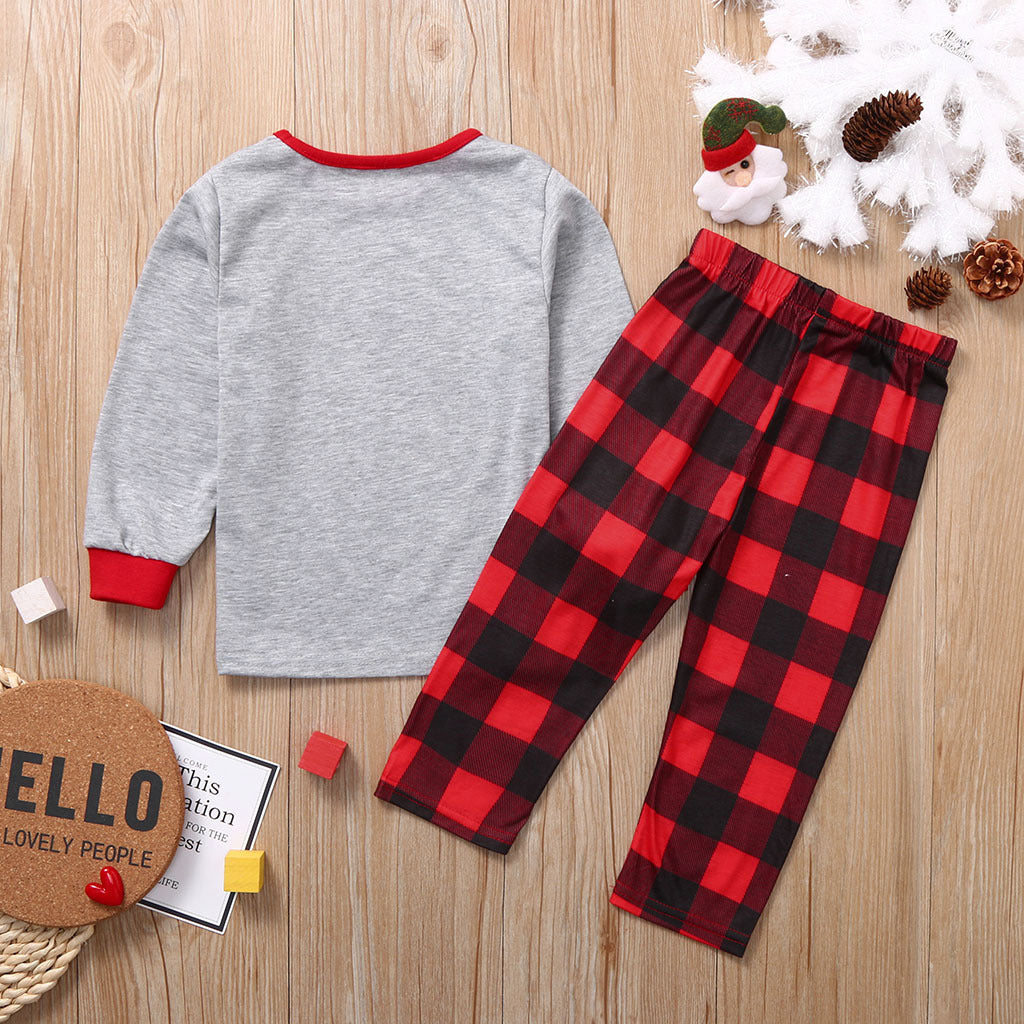 Family Christmas Parent-Child Plaid Matching Loungewear Set