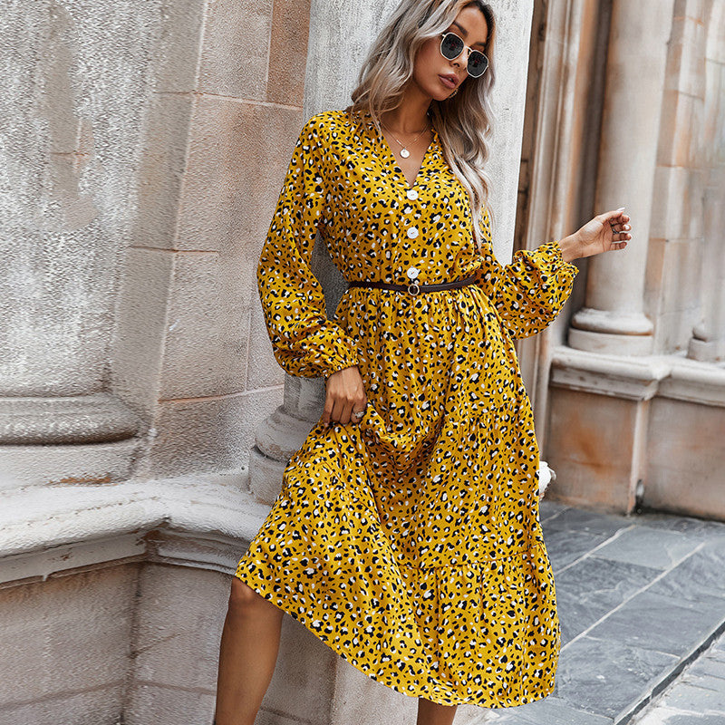 Everyday Style V-neck Leopard Print Maxi Dress