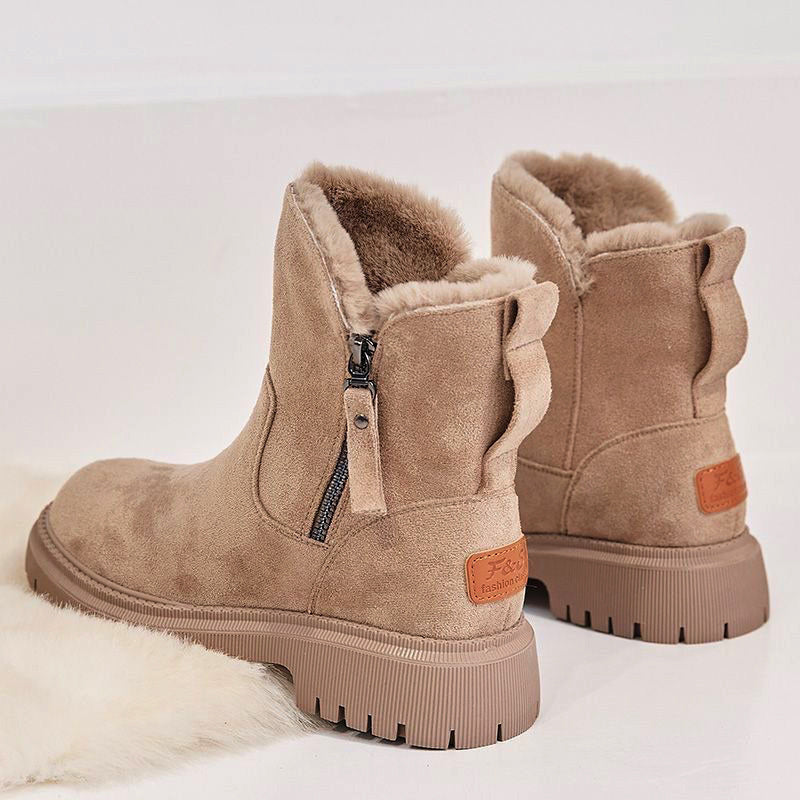 Luxe Suede Thick Warm Fur Ankle Snow Boots