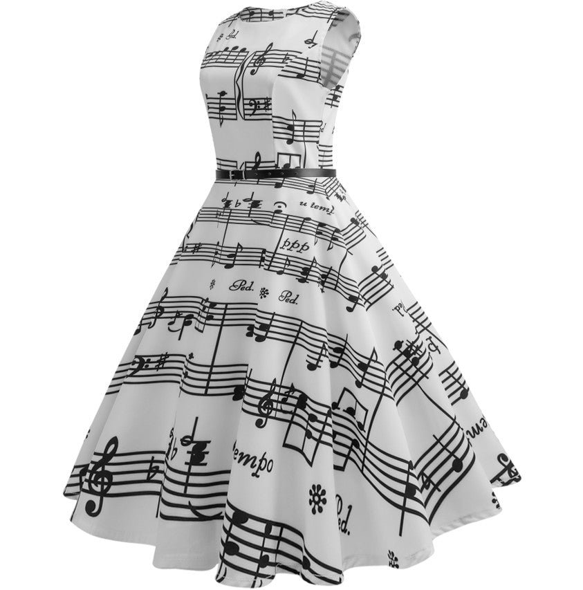 Melodic Vibe Musical Note Print Dress