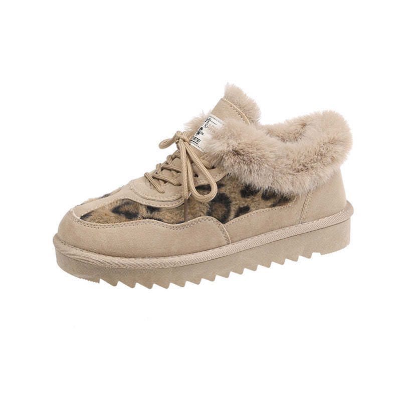 Platform Boots  Style Leopard Suede Print Sneakers