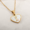 Sea Blue Mall Gold Plated Personalized Letter Heart-shaped Necklace with a White Shell  SeaBlueMall.com