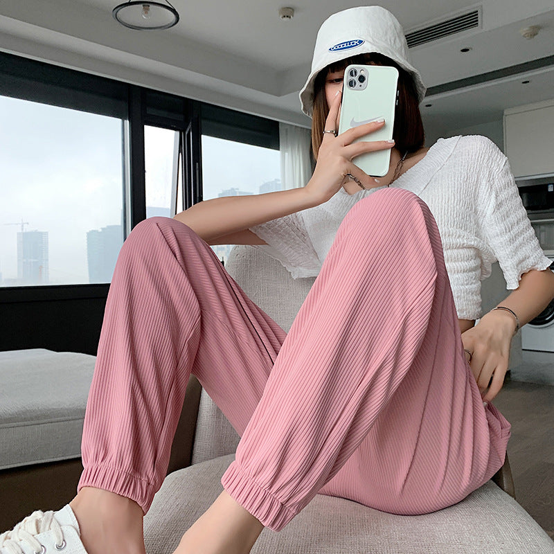 Summer  Ice Silk Loose  Sweatpants