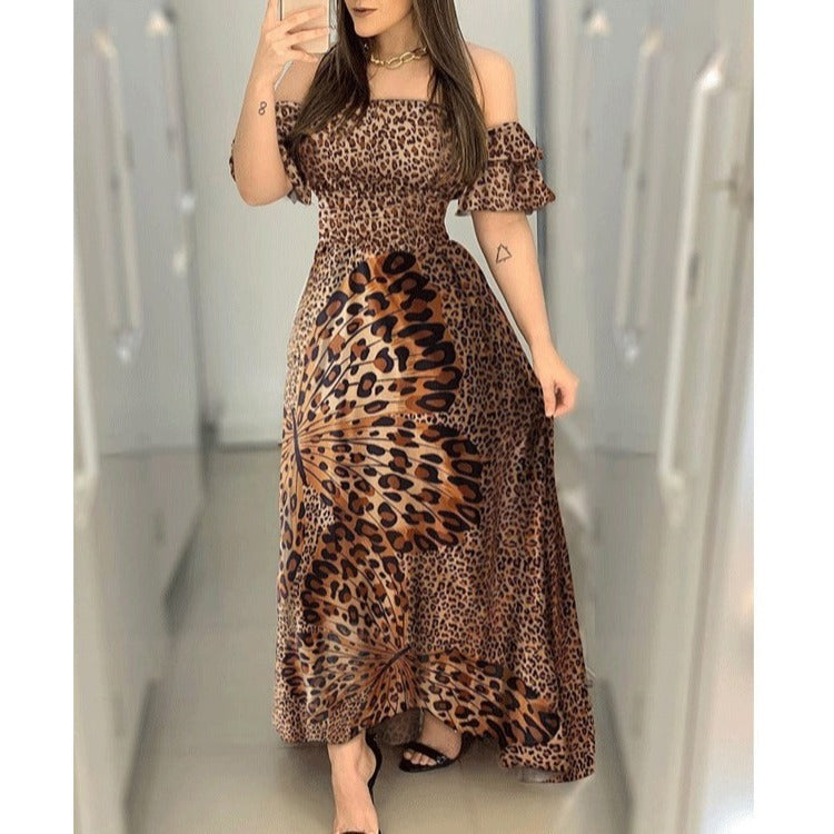 Maybe Mine Off The Shoulder Leopard Print Dress