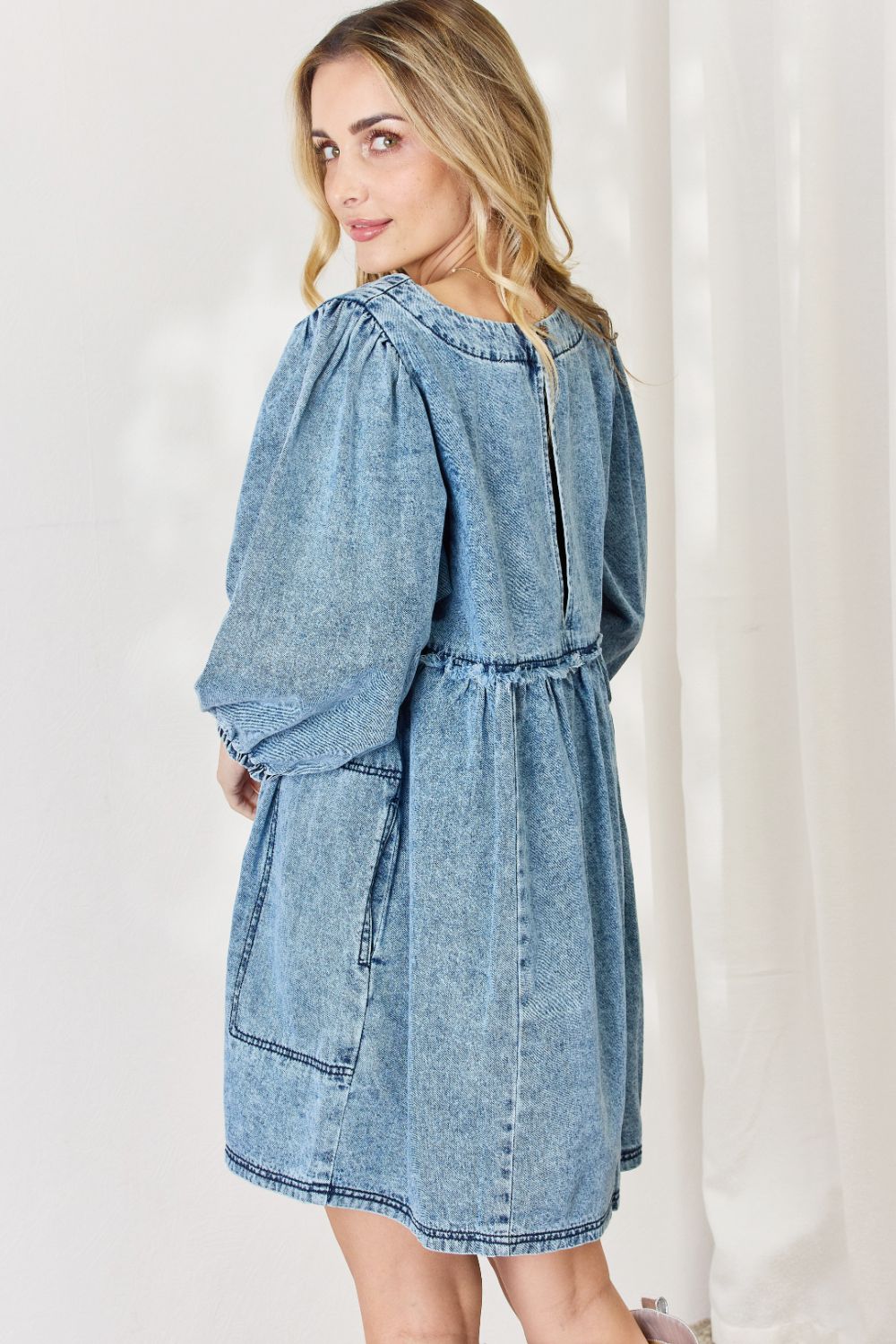 Relaxed Fit Oversized Denim Babydoll Dress