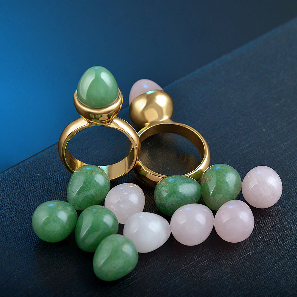 Polished Natural Crystal Gemstone Aventurine Dome Ring.