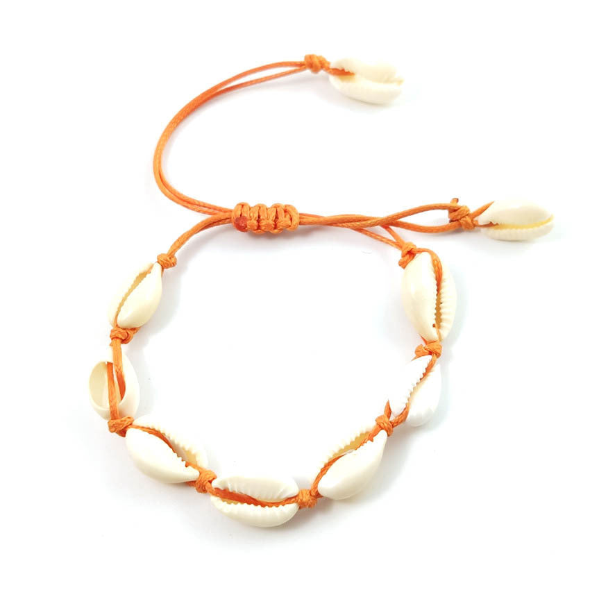 Beach Vibes Hawaiian Style Natural Seashell Hand-woven Bracelet/Anklet - Adjustable.