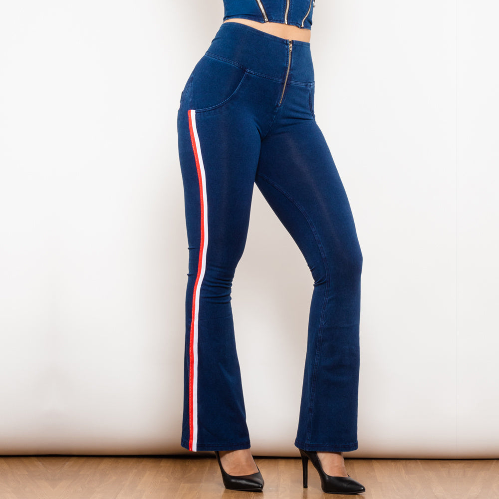 Side Striped High Waist Skinny Denim Jeans