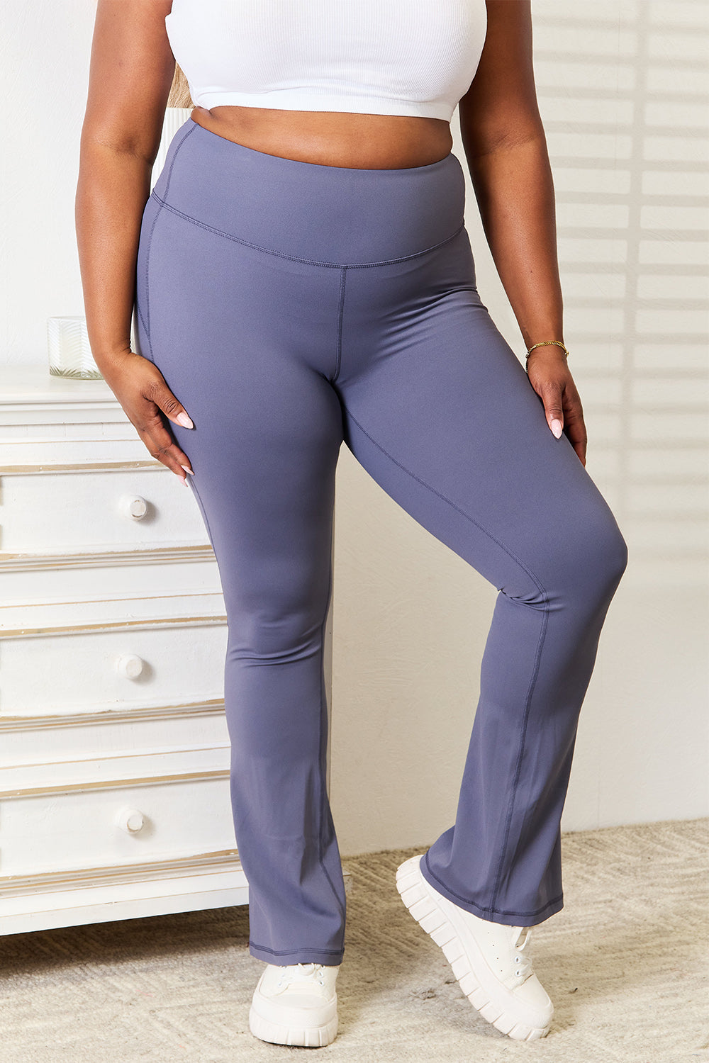 Dusty Blue  Bae Wide Waistband Bootcut Sports Pants