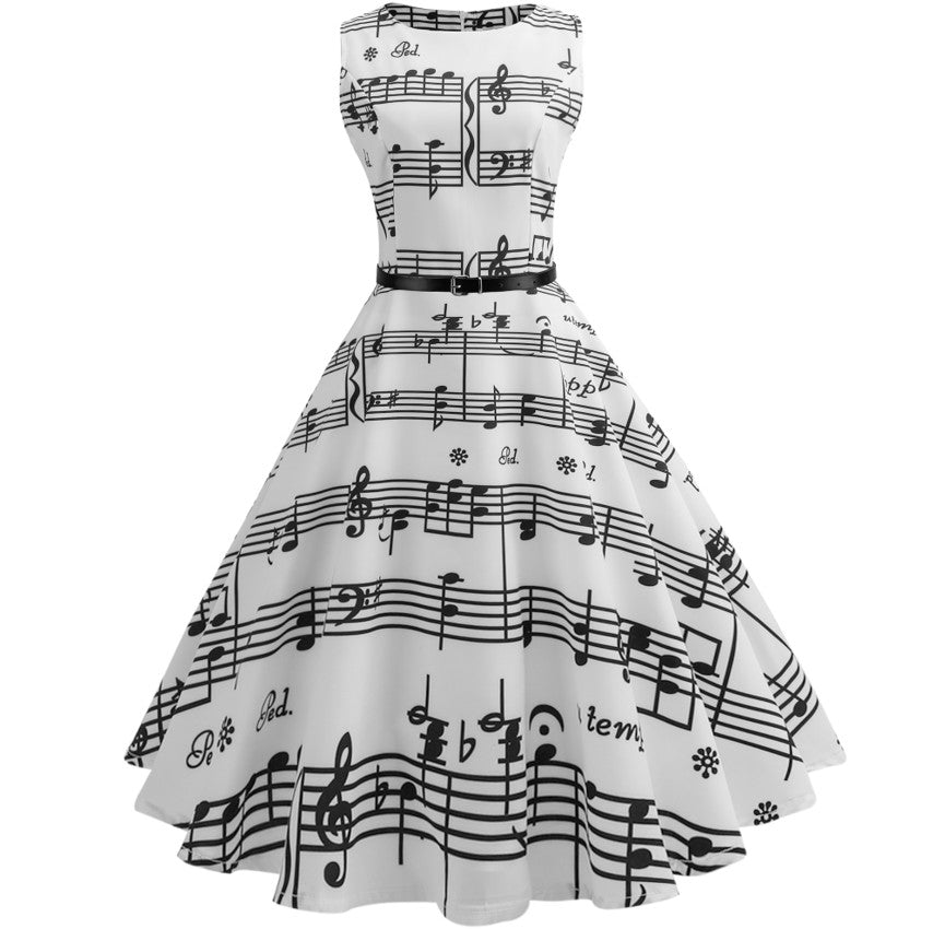 Melodic Vibe Musical Note Print Dress