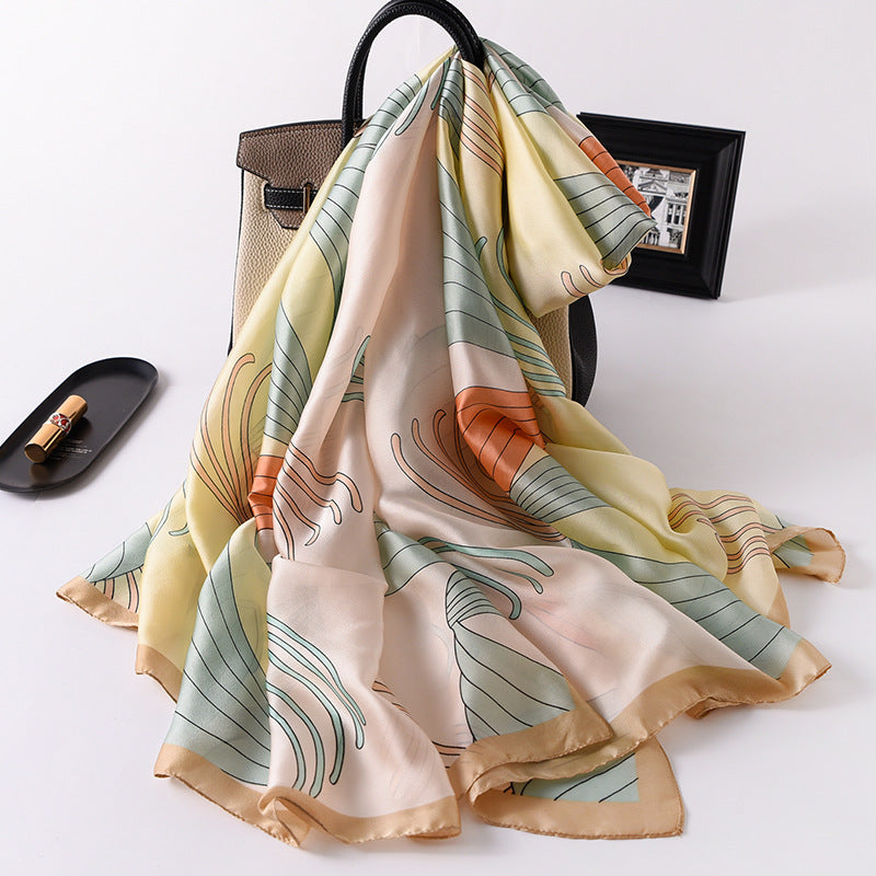 Long Print Silk Soft Summer Scarf Shawl