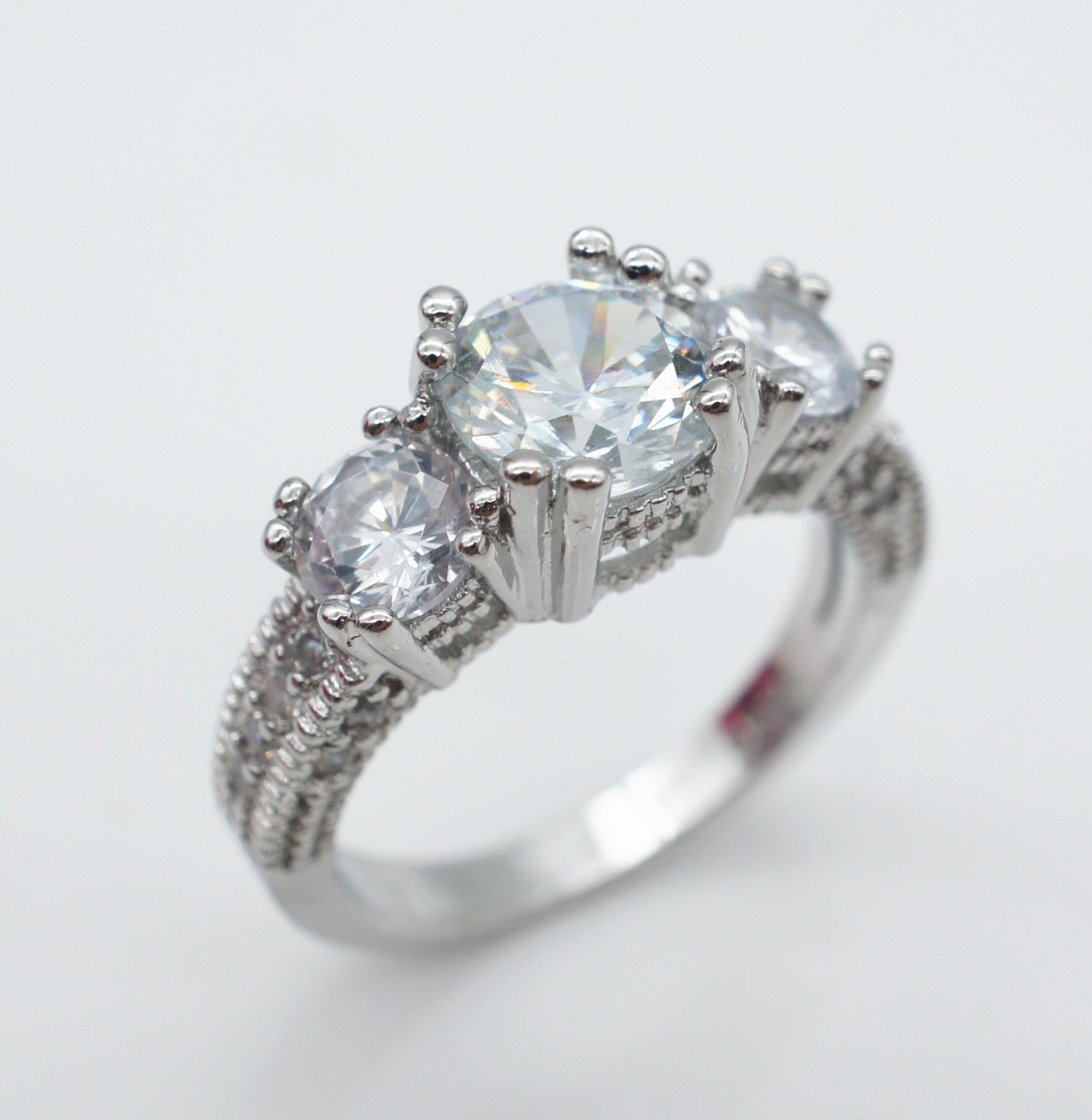 3 Stone CZ Engagement Promise Ring