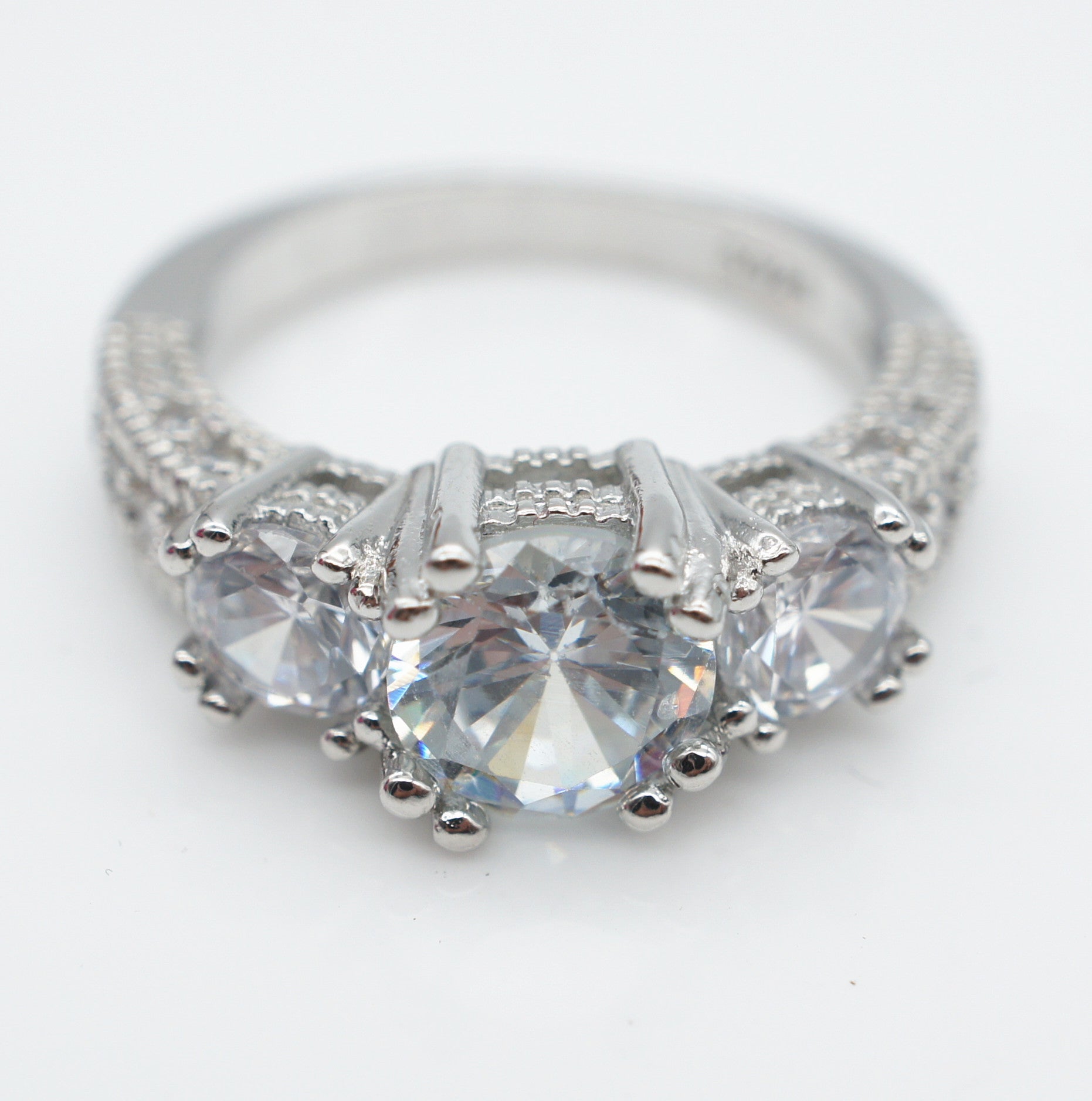 3 Stone CZ Engagement Promise Ring