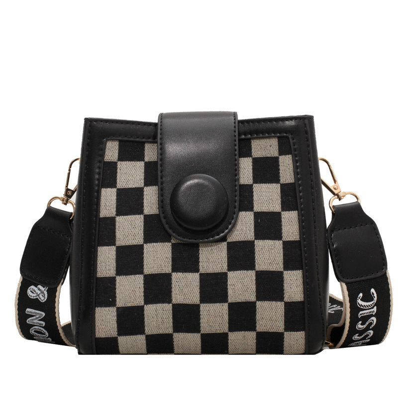 Checkerboard Leopard Print Trendy Leather Crossbody Bag