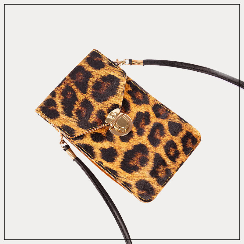 Retro  Eco Leather Leopard Print Touch Screen Cross Body Bags