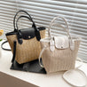 Sea Blue Mall Large Capacity Straw Tote Bag with Shoulder Strap. Handbag For Women handbags Handbags Bags Handmade Straw Woven Handbag Straw Woven Handbag SeaBlueMall.com