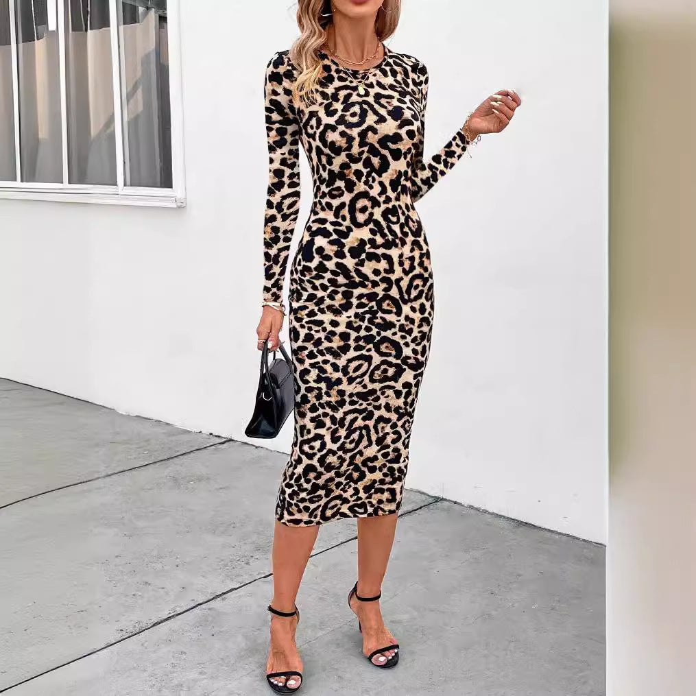 So Charmed Leopard Print Bodycon Midi Dress