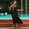 Sea Blue Mall Sun-Kissed Embroidered Beach Cover-up Robe Dress Beach Cover-up Robe Dress black Cover-up Robe Dress Embroidered SeaBlueMall.com